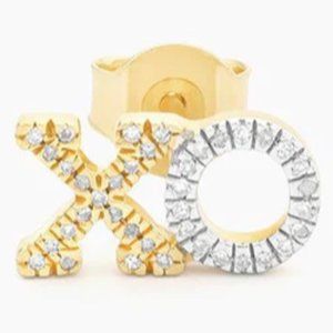 Beautiful Mixed Metal Diamond XO Stud Earrings